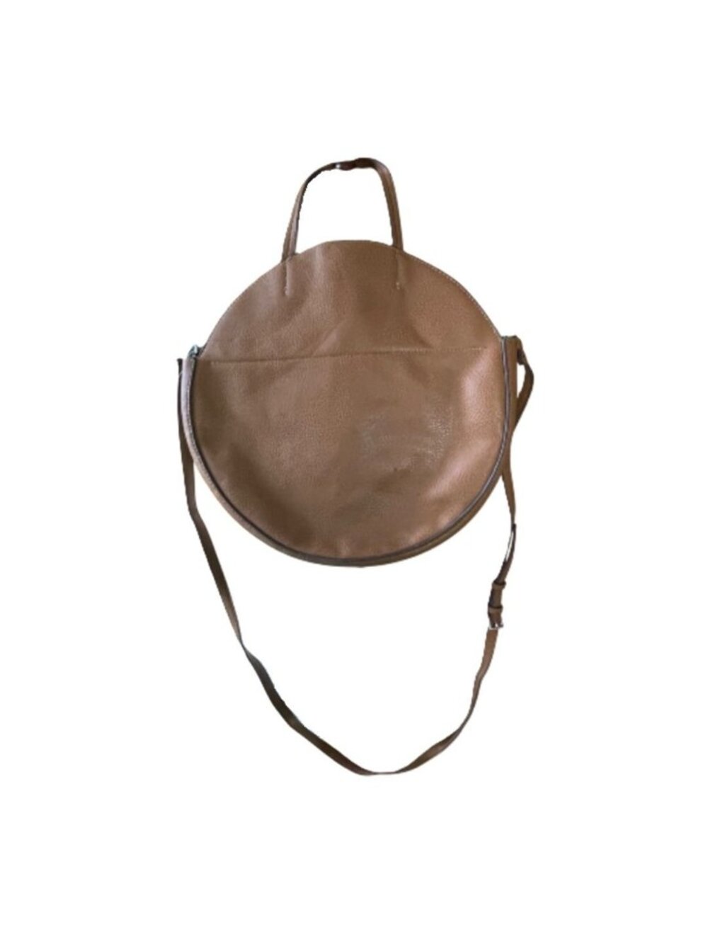 Carlos Santana Tan Faux Leather Circular Canteen Handbag Purse Crossbody 13"